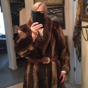 Polo Norte brown rabbit very long coat, XL